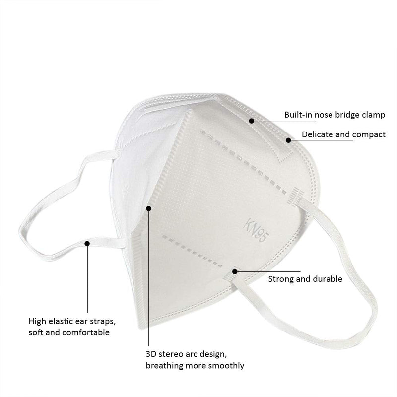 Sengtor XIKII KN95 Face Mask 50 pcs Personal Reusable Mask Respiratory Face Protection, Breathing Face Masks Individually Packaged, 5-Ply Face Mask with Elastic Ear Loop
