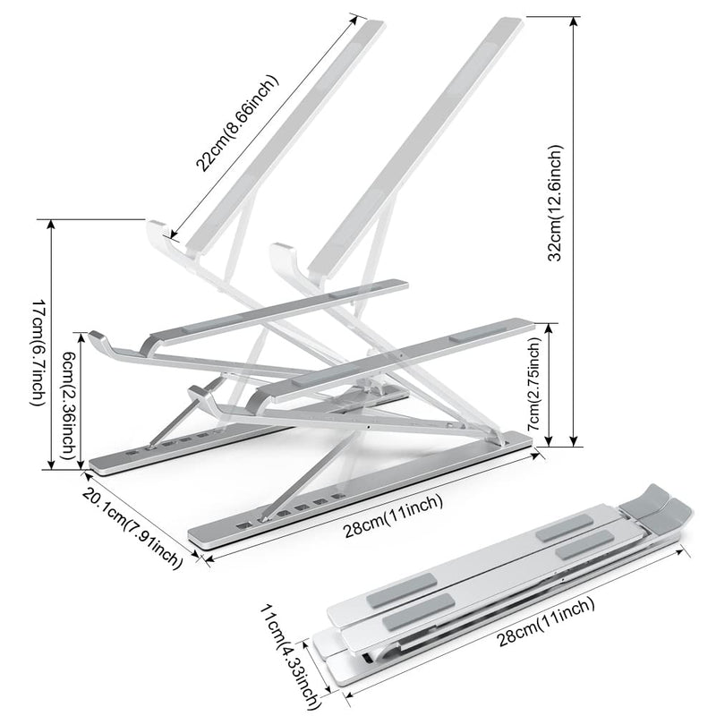ElfAnt Laptop Stand Adjustable Portable Aluminum for 10" - 17" Laptop Tablet Double Layer