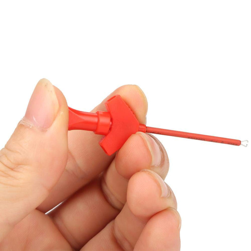 10pcs Test Hook Clips Mini Test Clip Jumper Test Probe Hook Test Lead Kit for SMD IC Electronic Tester Black+Red