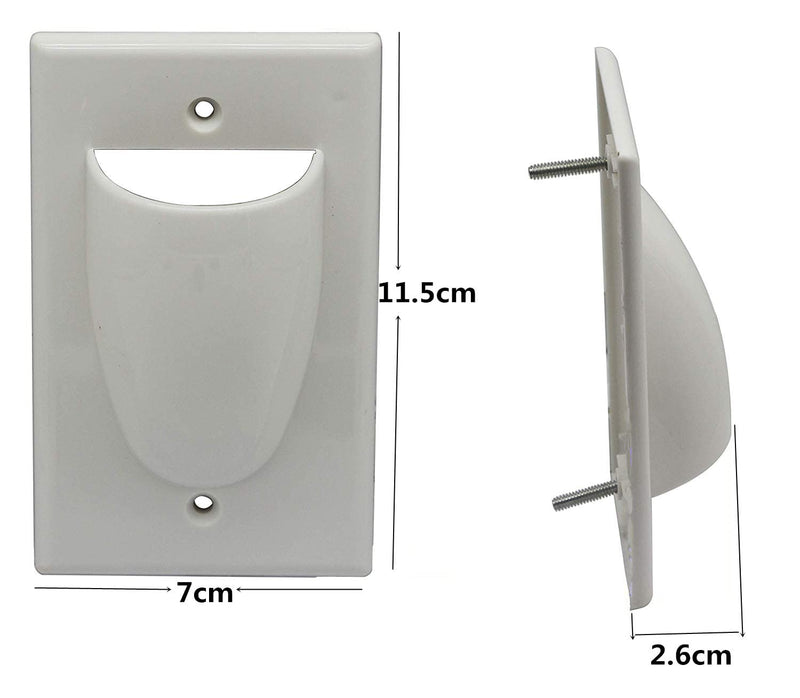 Halokny 2 Pack Single Gang Recessed Multimedia Bundled Cable Wall Plate Face Plate Panel, White(2 Pack 1-Gang Wall Plate)