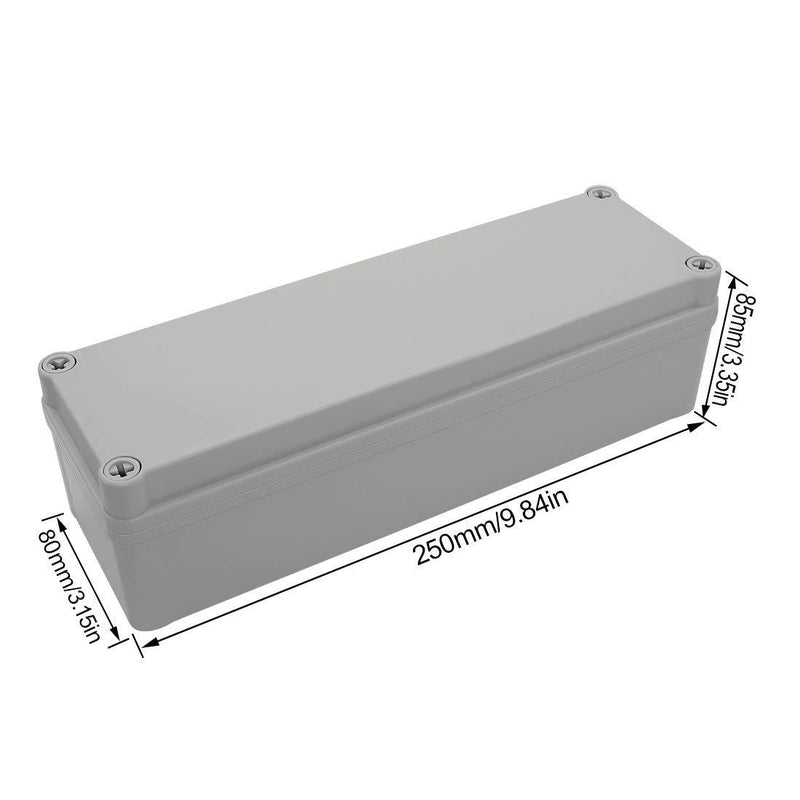 LeMotech Waterproof Dustproof IP67 Junction Box DIY Case Enclosure Gray 9.8 x 3.1 x 3.3 inch (250 x 80 x 85 mm) 9.8" x 3.1" x 3.3"