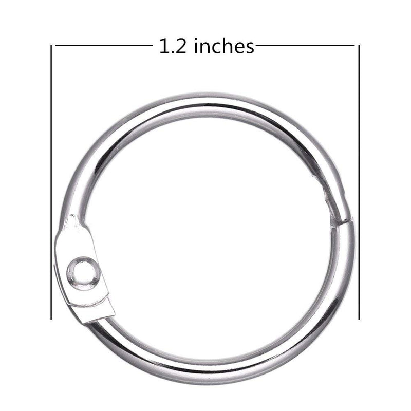 Antner 100 PCS Loose Leaf Binder Rings 1.2 Inch Nickel Plated Book Rings Key Rings Key Chains for Home School Office