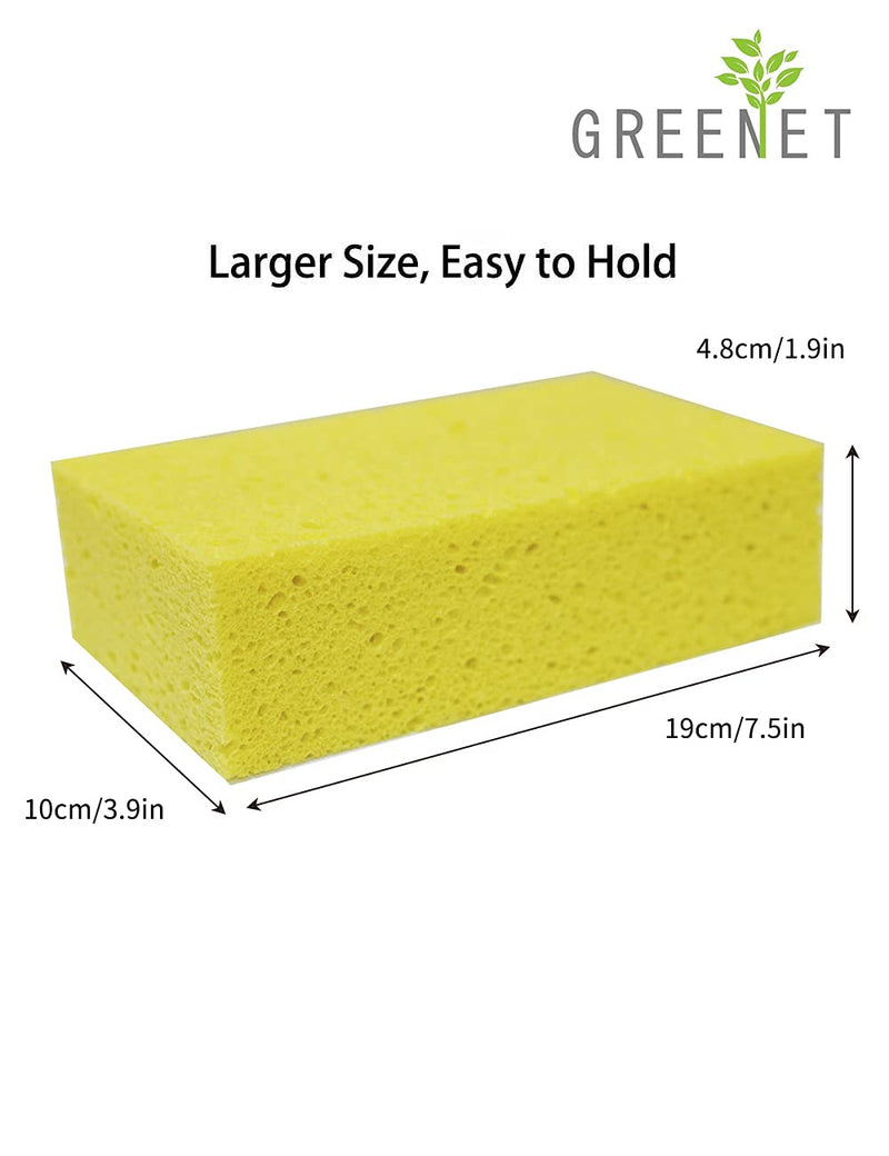 Car Wash Sponge, Large Sponges, Multi-use Scrub, Cellulose Sponge For Car, Kitchen And Cleaning, 3 Pack, Car Sponges, Yellow, Environmentally Safe Biodegradable by Greenet