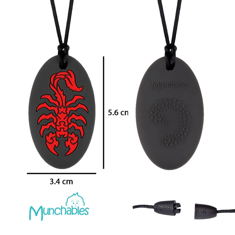 Munchables Scorpion Sensory Chew Necklace for Adults or Kids - Chewy Fidget Stim Toy Jewelry for Boys and Girls (Gray) Gray