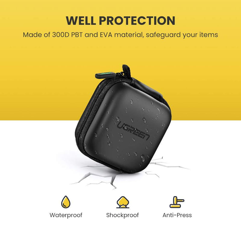 UGREEN Earbud Case Earphone Carrying Case Holder Storage Bag Headphone Mini Pouch Compatible for Wireless Beats Bose Earbuds Airpods Bluetooth Headset Wall Charger USB Adapter Cable with Carabiner