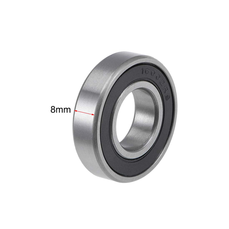 uxcell 16002-2RS Deep Groove Ball Bearings 15mm Inner Dia 32mm OD 8mm Bore Double Sealed Chrome Steel Z2 5pcs 5