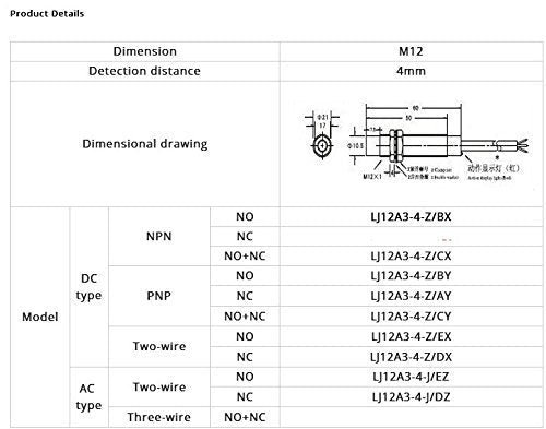 Taiss 2pcs LJ12A3-4-Z/AX Proximity Switch Inductive Proximity Sensor Detection Switch NPN NC DC 6V-36V 4mm Normally Close 6-36V