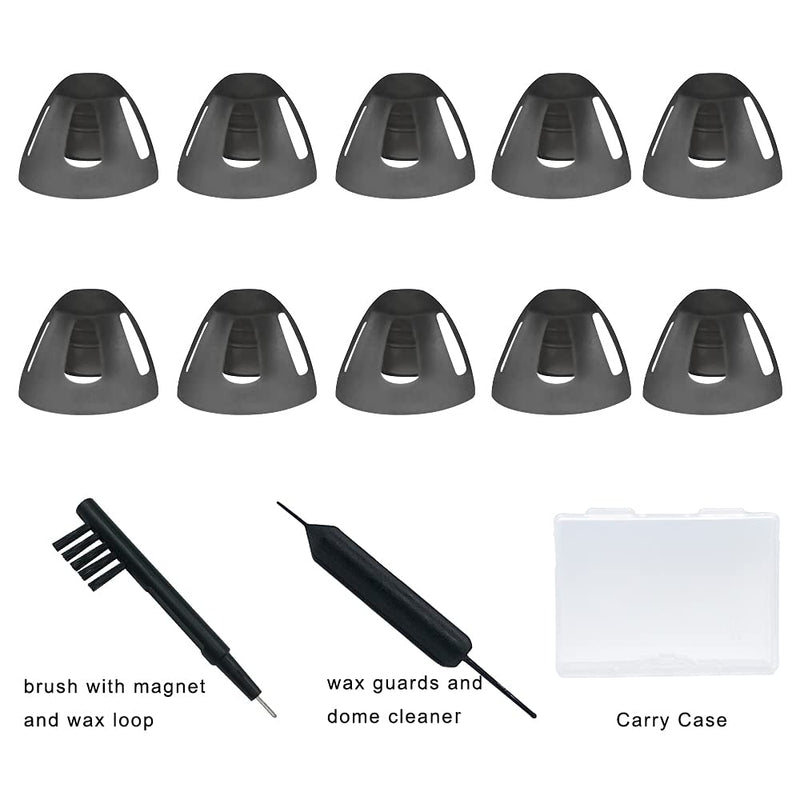 Smokey Hearing Aid Open Domes Ear Tips for Resound Sure Fit Style RIC RITE and Open Fit BTE Hearing Amplifier with Cleaning Tools Brush Cleaner and Carry Case (Smokey, Medium) Smokey Medium (Pack of 1)