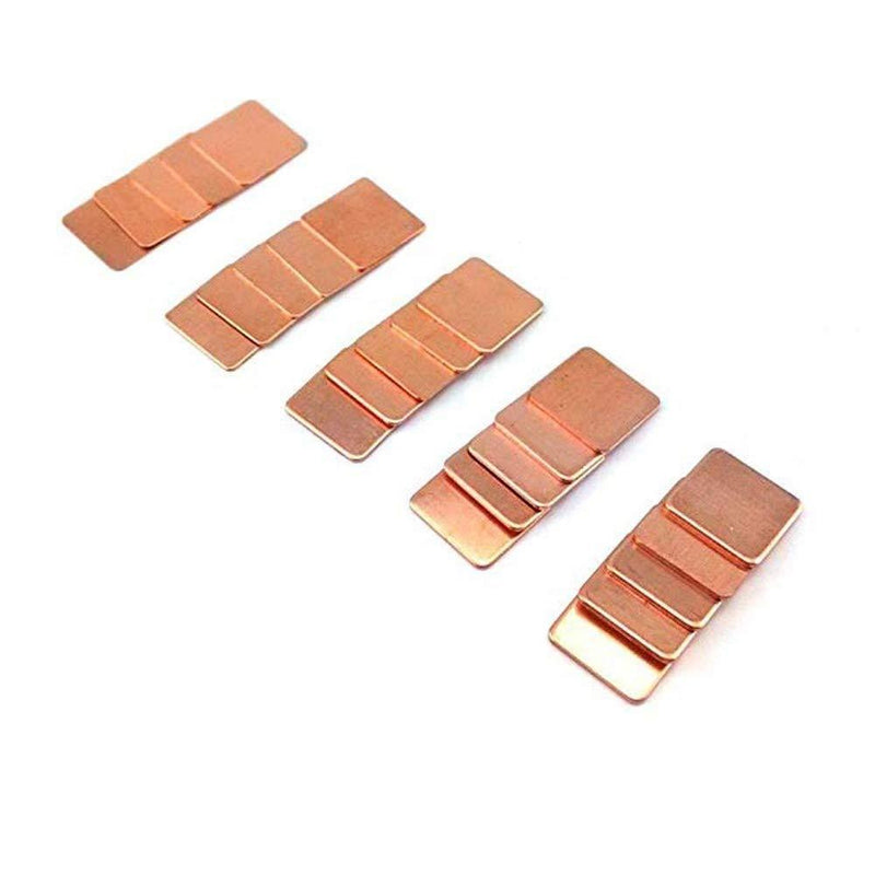 Easycargo 100pcs 12 Sizes 15mm Copper Pad Shim Thermal Kit, Pure Copper Heatsink C1100, Low Profile Copper Plate Cooler Heat Sink for Cooling PC Components Laptop IC Chips CPU VGA RAM VRAM M.2 SSD