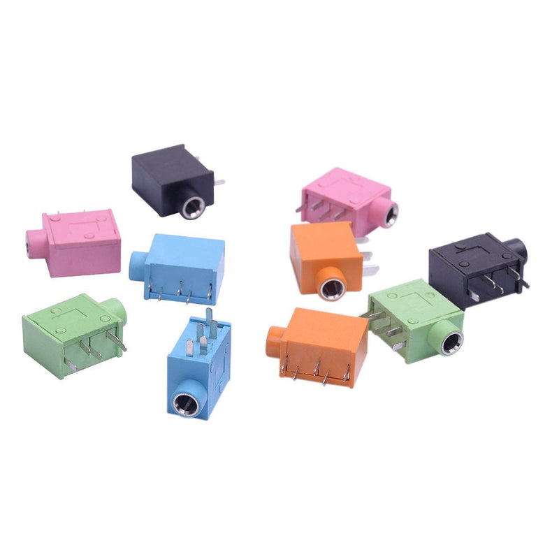 Cylewet 10Pcs 3.5mm Stereo Female Audio Socket Headphone Jack PCB Panel Mount Connector 5 Pins for Arduino (Pack of 10) CYT1032