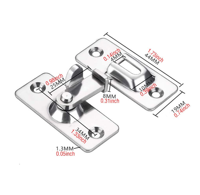 Door Hasp Latch 90 Degree, Stainless Steel Safety Angle Locking Latch for Push/Sliding/Barn Door, Satin Nickel MK2 1pcs small