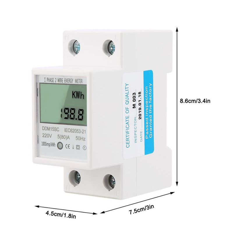 Energy Meter 5-80A DDM15SC LCD Digital Display Single Phase DIN-Rail Electronic Energy KWh Meter Enclosure Accuracy Analyzer