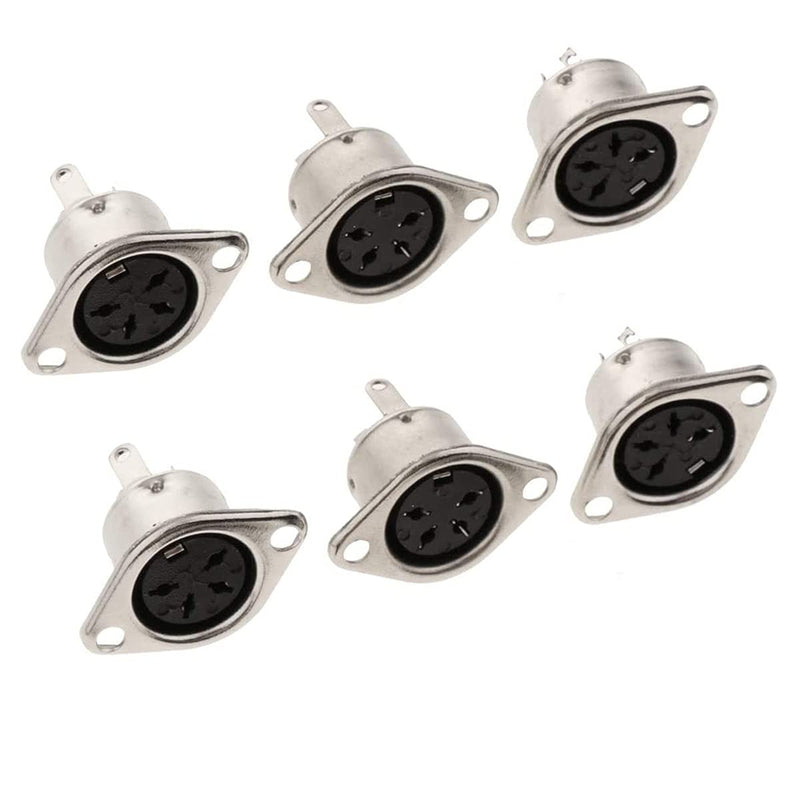 jing 4Pin DIN Female Jack Socket Connector Panel Mount Chassis Audio 2 Hole Soldering Din Jack Socket 6 Pcs 4 Pin
