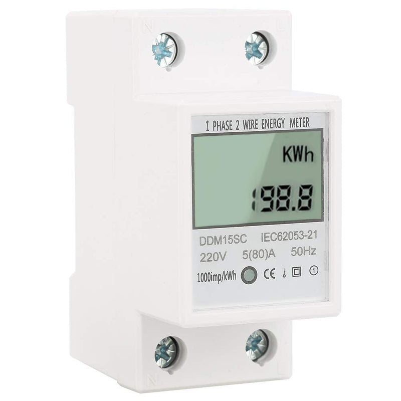 Energy Meter 5-80A DDM15SC LCD Digital Display Single Phase DIN-Rail Electronic Energy KWh Meter Enclosure Accuracy Analyzer