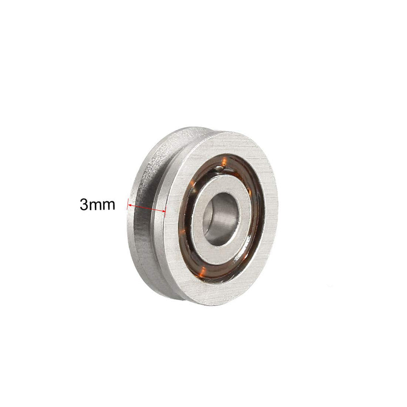 uxcell V623 V-Groove Ball Bearing 3x10x3mm 623VV Open Type Guide Pulley Wheel Bearings 10 Pack