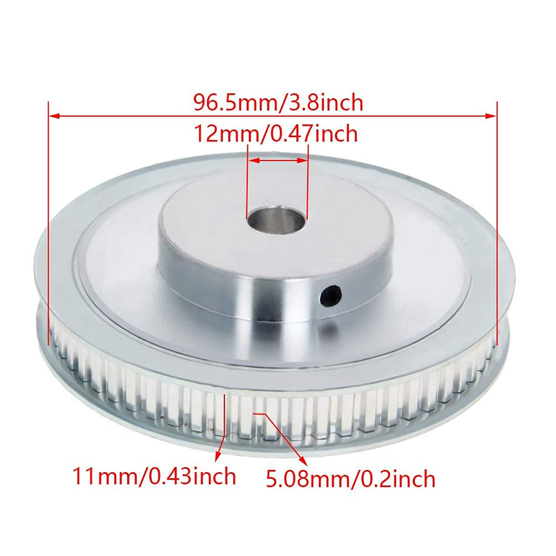Aluminium Alloy XL, Timing Belt Pulley Flange Synchronous Wheel Tone for 3D Printer CNC, 60 Teeth 12mm Inner Bore Diameter, Silver 1Pcs
