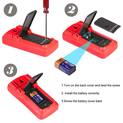 Auto Ranging Digital Multimeter TRMS 6000 with Battery Alligator Clips Test Leads AC/DC Voltage/Account,Voltage Alert, Amp/Ohm/Volt Multi Tester/Diode (Red) Red
