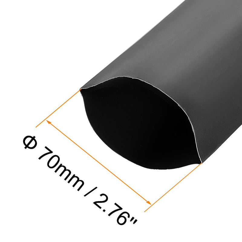 sourcing map heat shrink tubing 70mm dia. 113mm flat width 2:1 ratio cable sleeve 1m black
