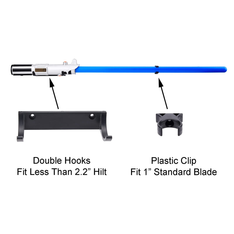 LEKUSHA Horizontal Lightsaber Wall Mount Holder Light Saber Display Rack Hook Stand, Compatible for Any Lightsaber, Black Pack of 2