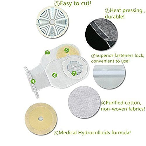Colostomy Bag Supplies Medicals Drainable Pouch, Ileostomy Stoma Bags One Piece System (10pcs A003) 10 Count (Pack of 1)