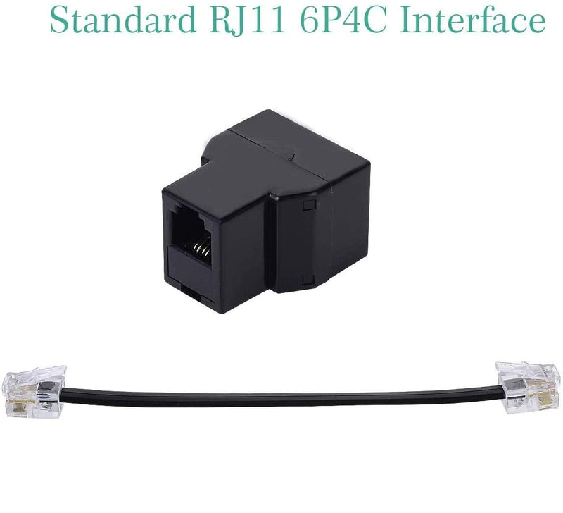 Phone Line Splitter,SHONCO Telephone Splitter,Phone Adapter Cable,with RJ11 6P4C Plugs,Suitable for Telephone,Fax Machine,Black 1
