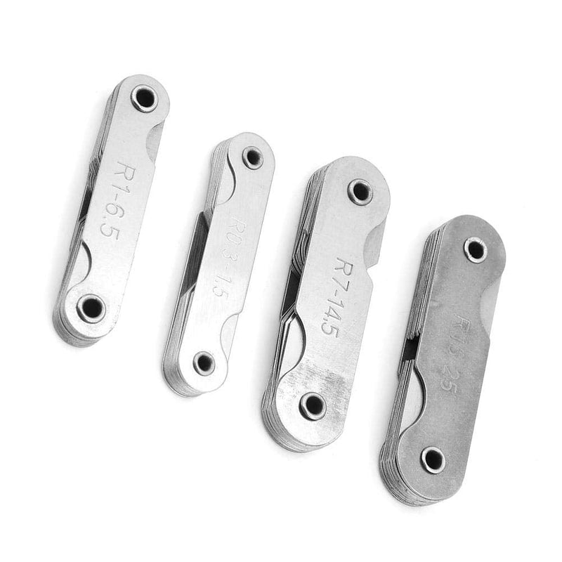 4pcs Stainless Steel Radius Fillet Gauge Portable Concave Convex Measuring Tool R0.3-1.5/ R1-6.5/ R7-14.5/ R15-25