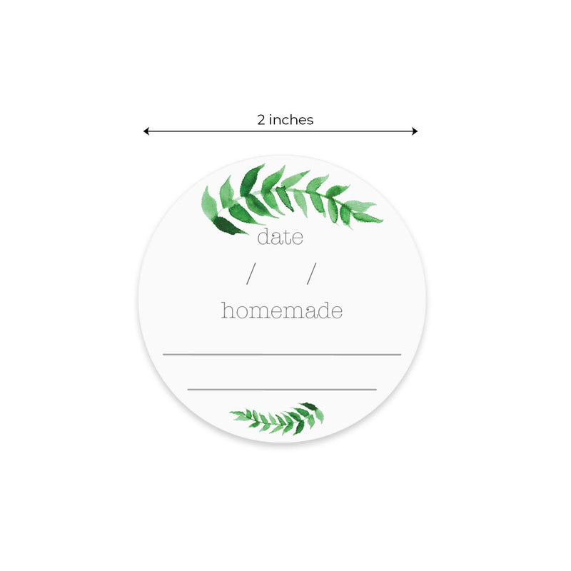 Watercolor Greenery Canning Stickers / 2" Circle Labels / 500 Illustrated Foliage Accents