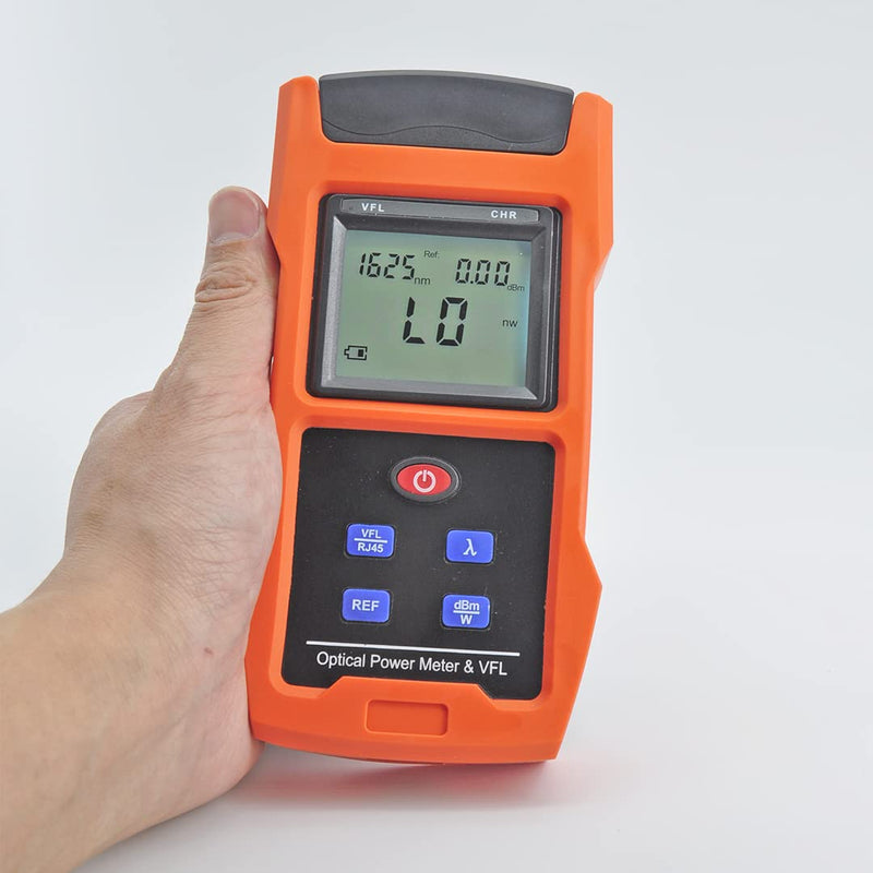 Optical Power Meter Combined with 10mw (8-10km) Visual Fault Locator Function, Fiber Light Tester with Rechargeable Battery and USB Charge Port