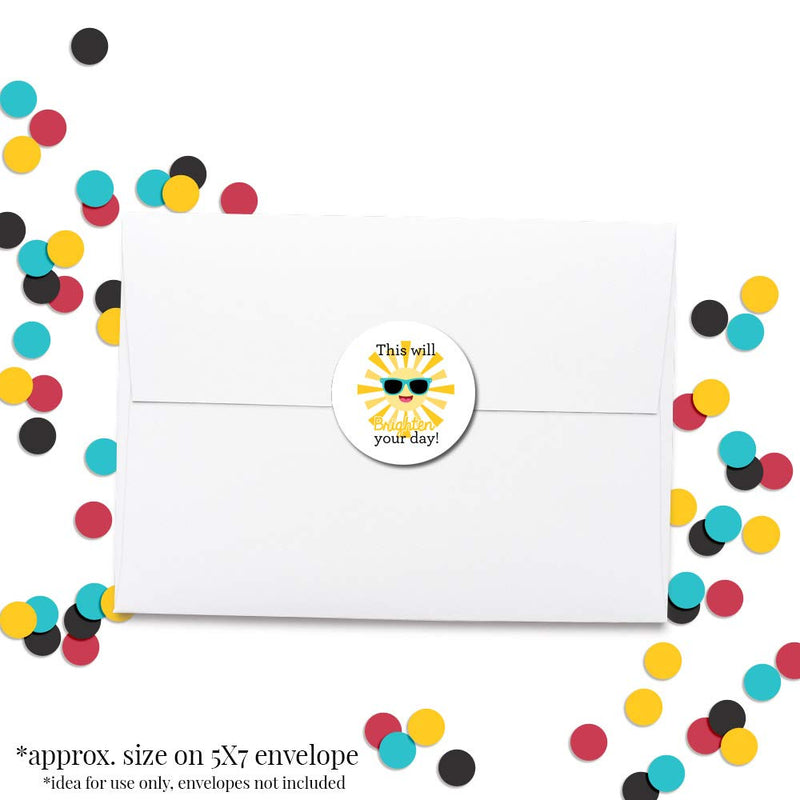 Brighten Your Day Sunshine Thank You Customer Appreciation Sticker Labels for Small Businesses, 60 1.5" Circle Stickers by AmandaCreation, Great for Envelopes, Postcards, Direct Mail, & More!