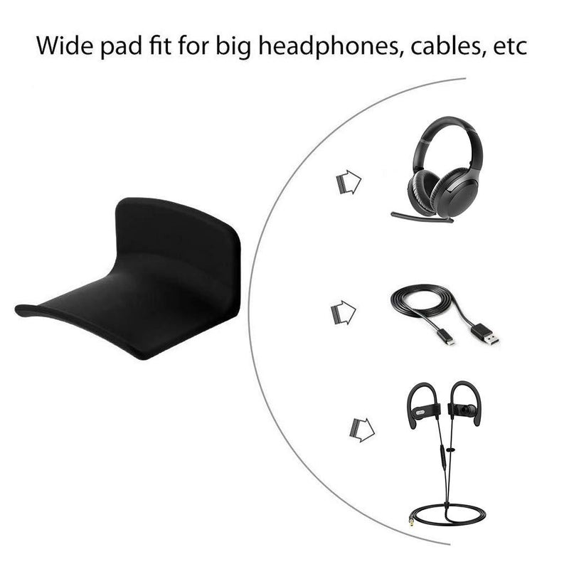 Neetto Headphone Hanger Holder Wall Mount, Headset Hook Under Desk, Universal Adhesive Stand for Sennheiser, Sony, Bose, Beats, AKG, Audio-Technica, Gaming Headphones, Earphones, Cables - HS907 Black