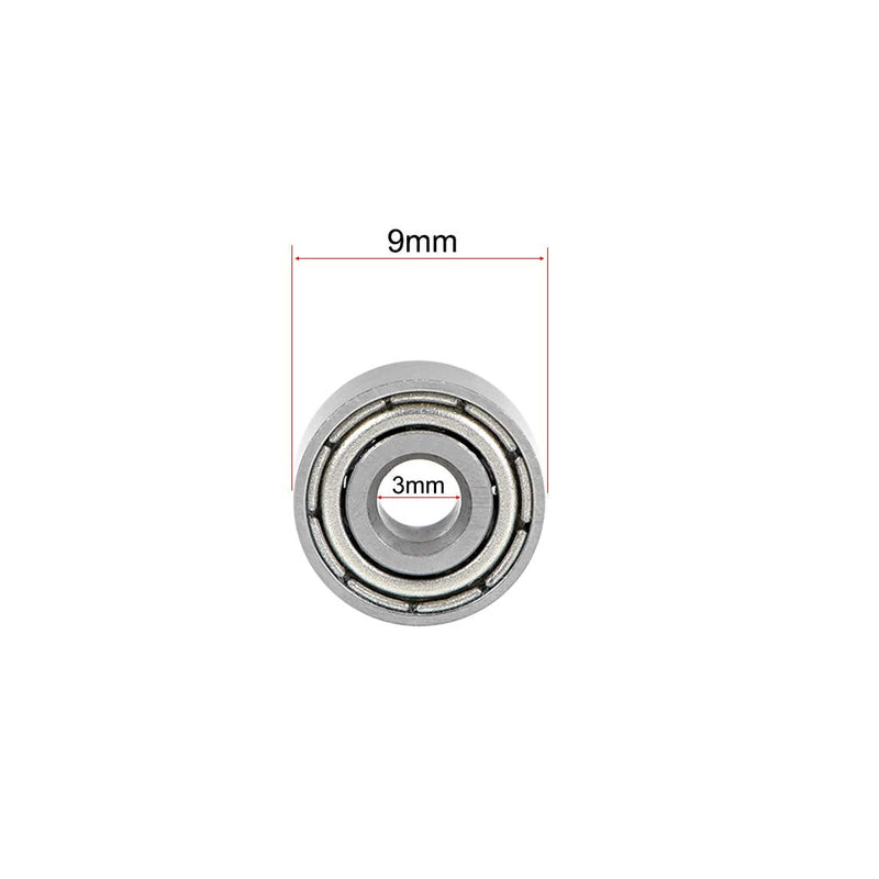 uxcell MR93ZZ Deep Groove Ball Bearings 3mm Inner Dia 9mm OD 4mm Bore Double Shielded Chrome Steel Z2 5pcs