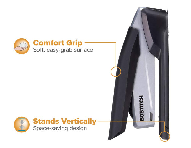 Bostitch Executive Stapler - 3 in 1 Stapler - One Finger, No Effort, Spring Powered Stapler, Black/Gray (INP20), 20 Sheets