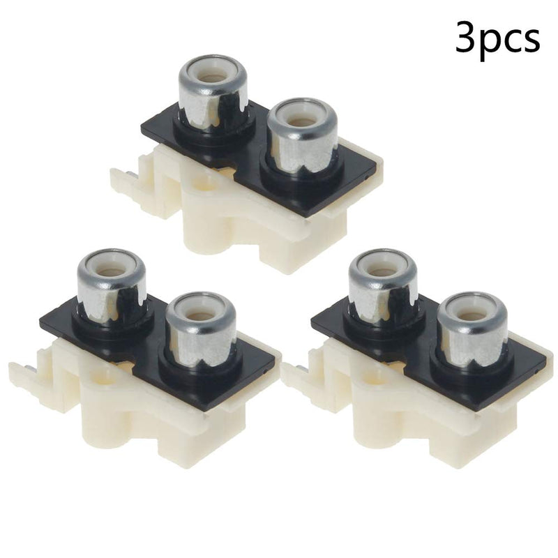 Fielect 3Pcs RCA Female Jack 3 Pin PCB Mounted AV Concentric Outlet 2 RCA Female Socket Connector Stereo Audio Video Jack 3Pin 2holes AV2-9