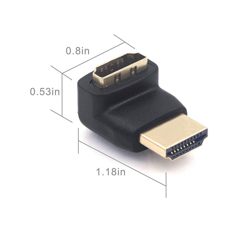VCE HDMI 90 and 270 Degree Adapter 6-Pack, Right Angle HDMI Male to Female L Adapter Connector 3D&4K Supported