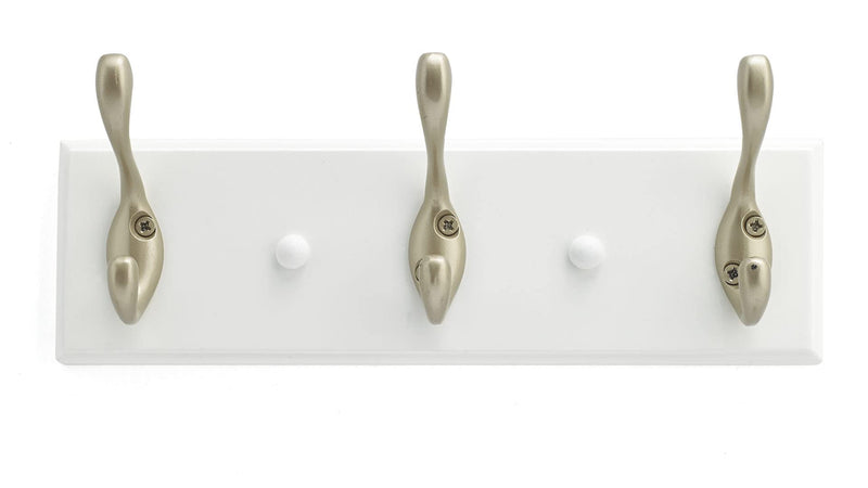 Richelieu Hardware T36709184 Utility Hook Rack 10 in (255 mm), Matte Nickel and White