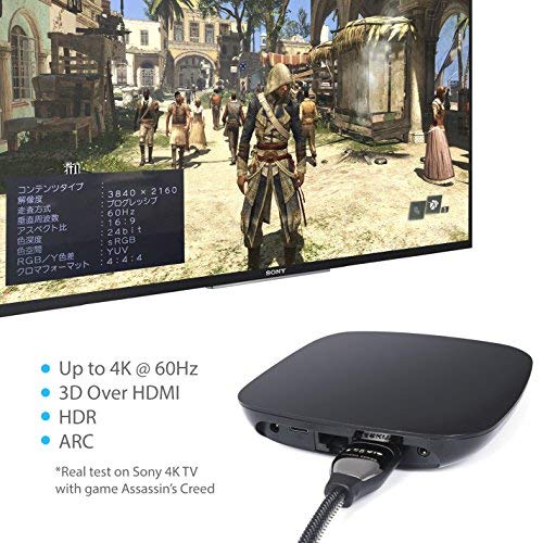Zeskit HDMI Cable 3ft/ 1m (4K 60Hz HDR UHD 4:4:4 HDCP 2.2) HDMI 2.0 High Speed 18Gbps - 3D ARC Ethernet 2160p 1080p - Compatible with Samsung Xbox Playstation PS3 PS4 nVidia Apple TV Fire TV Netflix