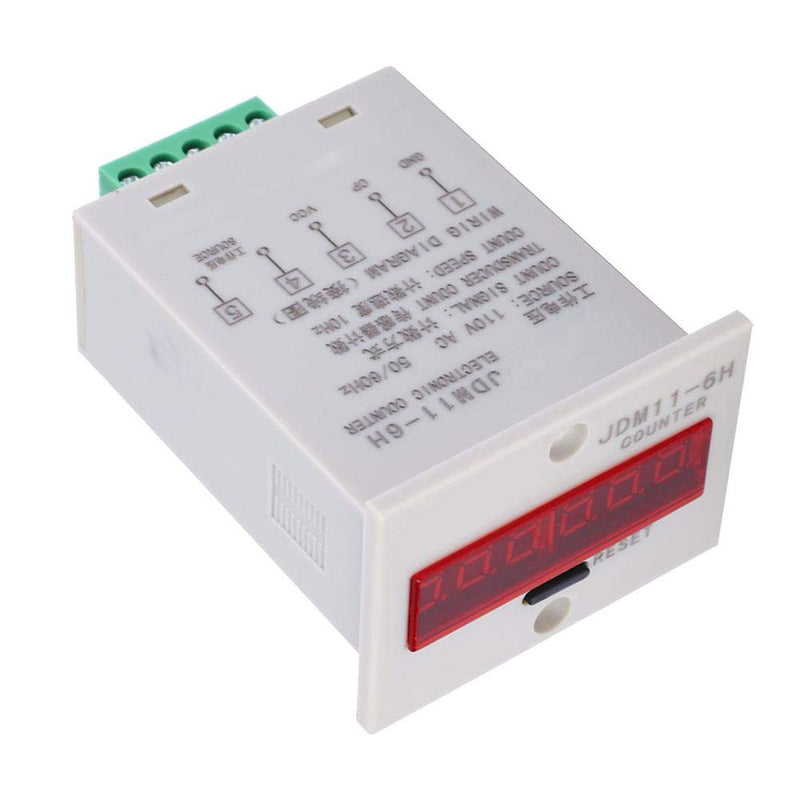 JDM11-6H Electronic Counter 6 Digits LED Digital Display Counter Relay Transducer Count Accumulating Counter (AC110V)