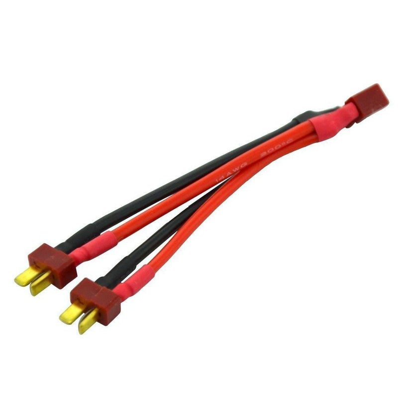 2pcs Deans T Plug Parallel Connector One Female to 2 Male Battery Connector Cable for RC LiPO Battery (Deans T Parallel Connector)