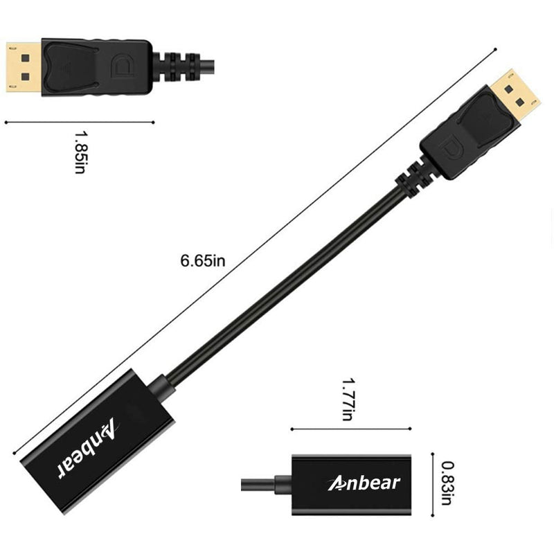 Display Port to HDMI Adapter,Anbear Displayport to HDMI Cable(Male to Female) for DisplayPort Enabled Desktops and Laptops Connect to HDMI Displays(2 Pack) 2PACK