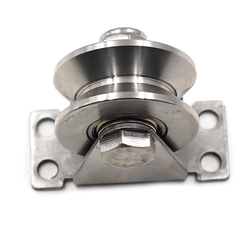 Chiloskit 304 Stainless Steel 2inch Sliding Gate Roller Wheel Bearings V Groove Pulley Wheels for Wheel Track Rail Sliding Sate with Bracket, Loading Capacity 660 lbs (2") 2"