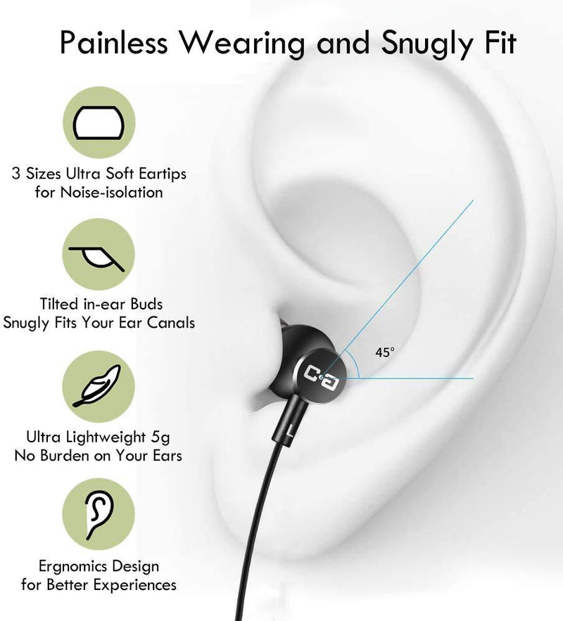 USB C Earbuds Headphones with Mic & Type-C Plug, HiFi Earphones Deep Bass, Compatible with Most Type C Mobile Devices, with USB C to USB Adapter for Computers, CGS-W1A