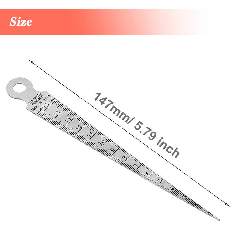 Mesee Taper Gage 1-15mm Stainless Steel Taper Welding Gauge Inch & Metric Feeler Gap Hole Measuring Tool for Tapering Measurement