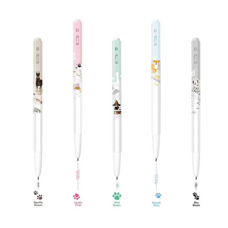 Monami 153 Puppy Ball Pen 0.5mm 1 Set 5 Color