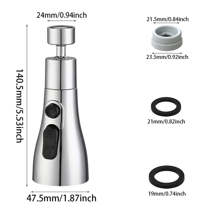 YDHfdc Faucet Replacement Shower Head 360° Rotating 3 Modes Swivel Faucet Attachment Shower Head Kitchen Faucet with Adapter for FM22 Kitchen Faucet Spray Head (Silver) Silver