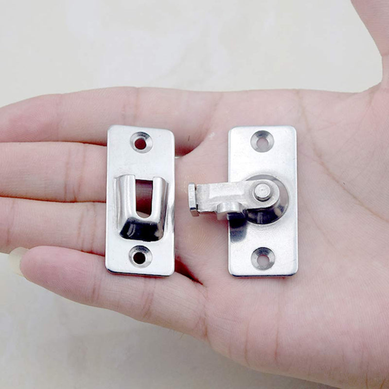 Door Hasp Latch 90 Degree, Stainless Steel Safety Angle Locking Latch for Push/Sliding/Barn Door, Satin Nickel MK2 1pcs small