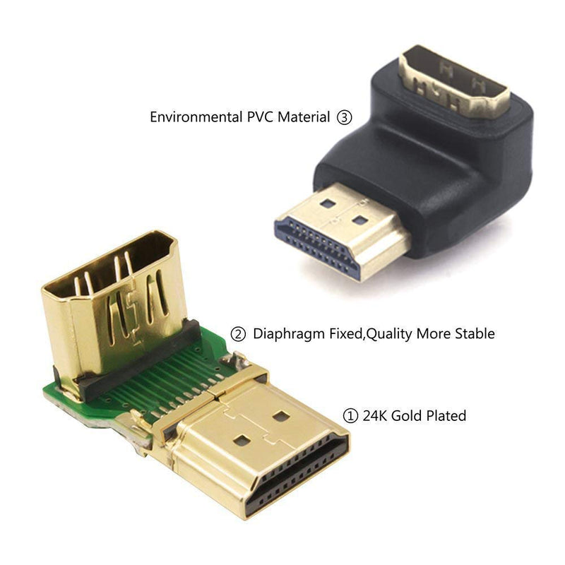 VCE HDMI 90 and 270 Degree Adapter 6-Pack, Right Angle HDMI Male to Female L Adapter Connector 3D&4K Supported