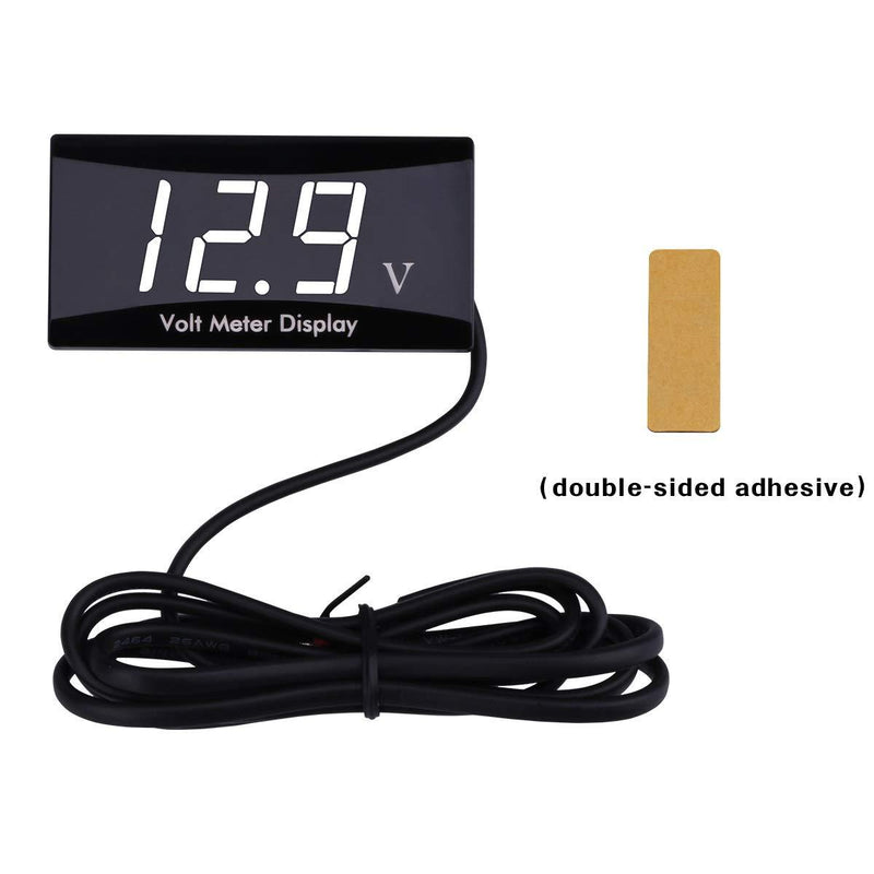 DC 12V Car Digital Voltmeter Gauge - AIMILAR LED Display Voltage Volt Meter for Car Motorcycle (White) White