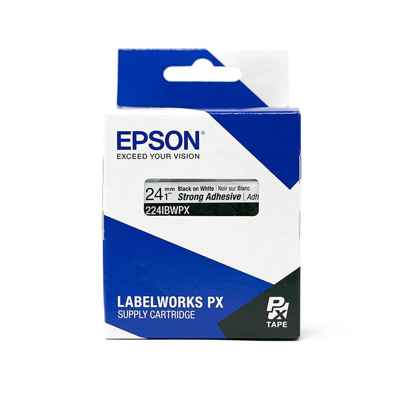 LABELWORKS 224IBWPX PET (Polyester) Tape Cartridge - Black on White Strong Adhesive Industrial Label Maker Tape - 1" (24MM) Wide, 30 ft