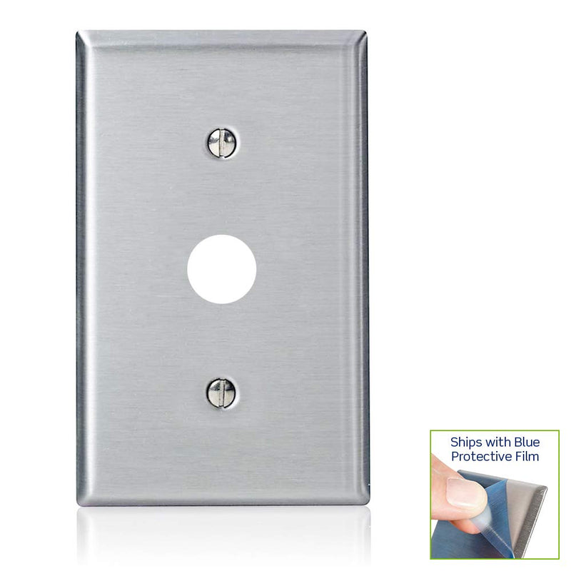 Leviton 84037-40 1-Gang .625-Inch Hole Device Telephone/Cable Wallplate, Strap Mount, Stainless Steel