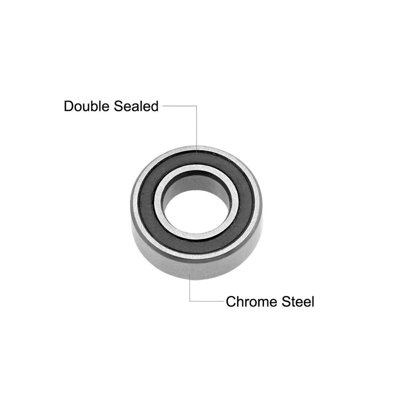 uxcell MR126-2RS Deep Groove Ball Bearings 6mm Inner Dia 12mm OD 4mm Bore Double Sealed Chrome Steel Z2 4pcs 6mmx12mmx4mm